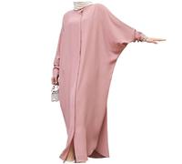 Robes Musulmanes pour Femmes, Robe Abaya lâche à Manches Longues, Robe de prière Musulmane Taille Unique pour Les Femmes Musulmanes (Rose)
