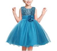 Robes Paillette Filles Princesse en Tulle sans Manches Couleur Unie pour Les Fêtes Anniversaires et Mariages Robe de Fille Dress Été Robe Fille de Princesse Floral Robes Soiree Enfant