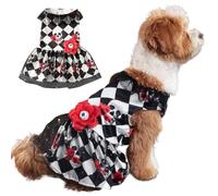 Robes pour chiens de petite taille, robe d'Halloween pour chiens - Jupe Tutu en dentelle à motif de crâne avec fleur pour les yeux,Tenues pour animaux de compagnie pour petites et moyennes races, vête