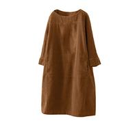 Robes pour femmes UK UK Femmes Vintage Poches Velours Côtelé Couleur unie Manches Longues Robe Ample Casual Robe Tricotée pour Femme UK, marron, M