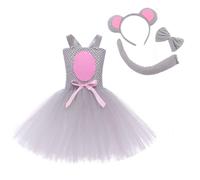 Robes pour Filles, Costume Tutu d'halloween pour Spectacle de Danse, Parfait pour Les événements festifs, Les célébrations et Les Costumes pour Les âges de 2 à 12 Ans (Grey, 4-5 Years)