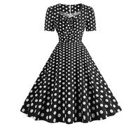 Robes Rockabilly des années 1950 pour Femmes, Robes Rétro à Col Coeur avec Manches Courtes, Robe Fluide à Motif Gingham avec Nœud Devant, Robes de Fête, de Cocktail, de Thé, Vintage Style, Tailles