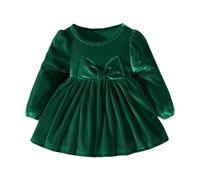 Robes Vintage en velours pour petites filles de 9 à 12 mois, tenue de noël, à volants, ligne A, tenue de noël, verte, automne