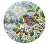 Robin 1000 Pièces Puzzle Oiseau Puzzle Circulaire pour Adultes Et Enfants Classiques Jeux De Défi Uniques Décompression 1000pcs (67.5x67.5cm)