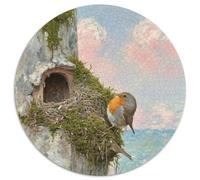 Robin 1000 Pièces Puzzle Oiseau Puzzle Rond pour Adultes Et Enfants Classiques l'art De La Décoration Moderne Décompression 1000pcs (67.5x67.5cm)