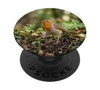Robin Bird Forest Wildlife Ground Woodland Scène Design PopSockets PopGrip Adhésif