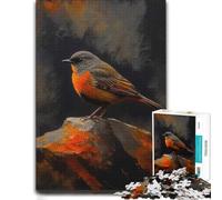 Robin Bird on Rock Painting Puzzle 1000pcs (70x50cm) Cadeau pour Adultes | Activité de concentration pour adultes pendant les soirées tranquilles, pour se concentrer.