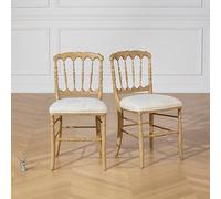 Robin des bois - Napoleon III : Lot de 2 chaises en hévéa et Lin Beige