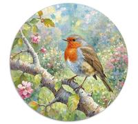 Robin européen 1000 Pièces Casse-tête Oiseau Puzzle Circulaire pour Adultes Et Enfants Classiques Jeux De Défi Uniques Décompression 1000pcs (67.5x67.5cm)