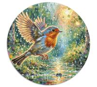 Robin européen 1000 Pièces Casse-tête Oiseau Puzzles Circulaires pour Adultes Et Enfants Classiques Cadeau Qualité Supérieure 1000pcs (67.5x67.5cm)