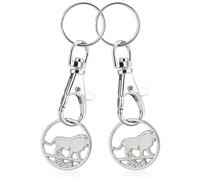 Robin Goods® 2X Porte-clés Signe du Zodiaque Lion Puce de Panier, Pendentif Signe du Zodiaque pour Le Panier avec Puce de Courses Amovible, Mousqueton et Porte-clés (Lion 2X)