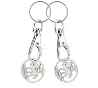 Robin Goods® 2X Porte-clés Signe du Zodiaque Sagittaire Puce de Panier, Pendentif Signe du Zodiaque pour Le Panier avec Puce de Courses Amovible, Mousqueton et Porte-clés (Tireur 2X)