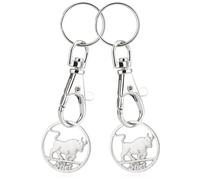 Robin Goods® 2X Porte-clés Signe du Zodiaque Taureau Puce de Panier, Pendentif Signe du Zodiaque pour Le Panier avec Puce de Courses Amovible, Mousqueton et Porte-clés (Taureau 2X)