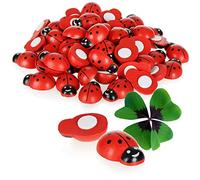 Robin Goods® 60x Scarabées Porte-Bonheur en Bois - Coccinelles Auto-adhésives - Autocollants pour l'artisanat - Porte-Bonheur - Fournitures d'artisanat (60 pièces - Rouge/Noir)