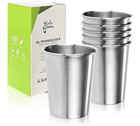 Robin Goods® 6X Gobelets en Acier Inoxydable - Camping et Voyage 250 ML - Incassables et Sans BPA (006 Pièces - Couleur Argent)