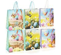 Robin Goods® 6X Sacs-Cadeaux de Pâques - Sacs-Cadeaux sur Le thème du Lapin - Sacs-Cadeaux de Pâques (Pâques - 18x23cm - 6 pièces)