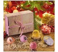 Robin Goods® Coffret 6 Bombes de Bain avec Bougie soja | Ensemble cadeau avec confettis de bain pour détente, anniversaire et fête des mères