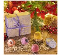 Robin Goods® Ensemble de Bombes de Bain 5 pièces - Bougie en Cire de soja - Bombes de Bain relaxantes - Coffret Cadeau pour la fête des mères, la Saint-Valentin (4 pièces - avec Bougie parfumée)