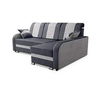 Robin Inspire BARL Canapé d'angle avec Fonction de Couchage Canapé-lit avec Compartiment de Couchage et Coussins Coffre de Rangement Canapé d'angle Droit Gris