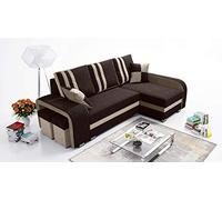 Robin Inspire canapé d’Angle avec Fonction Couchage et 2 coffres de Rangement - canapé-lit en L - 2 poufs - 245 cm - Tissu structuré Baltic - Angle Droit - Marron Beige York