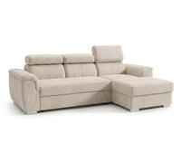Robin Inspire Canapé d’Angle Convertible 3 Places - Canapé-Lit en Forme de L - Droit - Coffre de Rangement, 3 Têtières Réglables - pour Salon Moderne - 247 cm Silver Crème