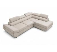 Robin Inspire Canapé d’Angle Convertible 4 Places - Canapé-Lit en Forme de L - Droit - Coffre de Rangement, 5 Têtières Réglables, 2 Coussins - pour Salon Moderne - 280 cm Saturn Gris