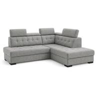 Robin Inspire Canapé d’Angle Convertible 4 Places - Canapé-Lit en Forme de L - Droit - Coffre de Rangement, 5 Têtières Réglables - pour Salon Moderne - 240 cm Paris Gris