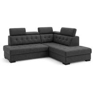 Robin Inspire Canapé d’Angle Convertible 4 Places - Canapé-Lit en Forme de L - Droit - Coffre de Rangement, 5 Têtières Réglables - pour Salon Moderne - 240 cm Paris Graphite Foncé