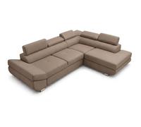 Robin Inspire Canapé d’Angle Convertible 4 Places - Canapé-Lit en Forme de L - Droit - Coffre de Rangement, 5 Têtières Réglables, 2 Coussins - pour Salon Moderne - 280 cm Saturn Mica