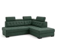 Robin Inspire Canapé d’Angle Convertible 4 Places - Canapé-Lit en Forme de L - Droit - Coffre de Rangement, 5 Têtières Réglables - pour Salon Moderne - 240 cm Paris Vert