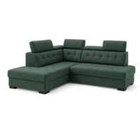 Robin Inspire Canapé d’Angle Convertible 4 Places - Canapé-Lit en Forme de L - Gauche - Coffre de Rangement, 5 Têtières Réglables - pour Salon Moderne - 240 cm Paris Vert