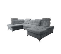 Robin Inspire Canapé d'angle avec Fonction De Couchage Convertible en Lit 2 Coffre en Forme De U Profonde Réglable Et Hauteur De Dossier en Position Libre Neo 343 x 210 x 90 cm À Gauche Gris Foncé