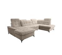 Robin Inspire Canapé d'angle avec Fonction De Couchage Convertible en Lit 2 Coffre en Forme De U Profonde Réglable Et Hauteur De Dossier en Position Libre Neo 343 x 210 x 90 cm À Droite Crème