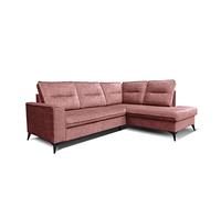 Robin Inspire Canapé d'angle Camel avec Fonction de Couchage Coffre 5 Coussins de Dossier Amovibles Canapé en Forme de L Canapé-Lit de Salon Mobilier de Salon Canapé de Coin Rose Sale à Droite