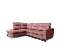 Robin Inspire Canapé d'angle Camel avec Fonction de Couchage Coffre 5 Coussins de Dossier Amovibles Canapé en Forme de L Canapé-Lit de Salon Mobilier de Salon Canapé de Coin Rose Sale à Gauche