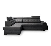 Robin Inspire Canapé d'angle Convertible Compact Gauche Noir | Canapé Moderne, Fonction Relax, 4 Appuie-Têtes Réglables, Coffre de Rangement, Tissu Velours Aston Doux, Élégant
