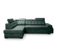 Robin Inspire Canapé d'angle Convertible Compact Gauche Vert Bouteille | Canapé Moderne, Fonction Relax, 4 Appuie-Têtes Réglables, Coffre de Rangement, Tissu Velours Aston Doux, Élégant