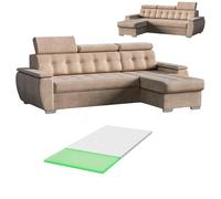 Robin Inspire Canapé d'angle Convertible en Forme De L Universel Gauche Ou Droite Canapé Lit avec Surmatelas Coffre De Lit Easy Clean Beige 240 x 165 x 87 cm Tosaro