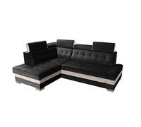 Robin Inspire Paris Canapé d’Angle Convertible 4 Places Noir/Crème Gauche
