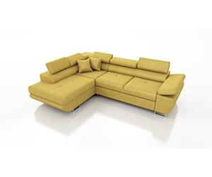 Robin Inspire Saturn Kingston Canapé d’Angle Convertible L Gauche Moutarde | Canapé d’angle convertible avec coffre de rangement, têtières réglables, coussins et tissu Kingston pour salon moderne