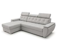 Robin Inspire Tosaro Canapé-lit convertible L Argent | Canapé d'angle avec coffre de rangement, tissu Aston, méridienne réversible gauche/droite