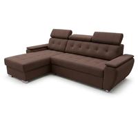 Robin Inspire Tosaro Canapé-lit convertible L Marron | Canapé d'angle avec coffre de rangement, tissu Aston, méridienne réversible gauche/droite