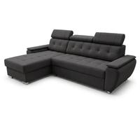Robin Inspire Tosaro Canapé-lit convertible L Noir | Canapé d'angle avec coffre de rangement, tissu Aston, méridienne réversible gauche/droite