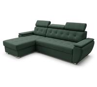 Robin Inspire Tosaro Canapé-lit convertible L Vert bouteille | Canapé d'angle avec coffre de rangement, tissu Aston, méridienne réversible gauche/droite