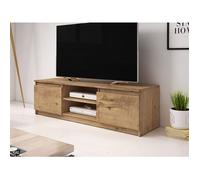 Robin - meuble TV - 120 cm - style industriel - Noir / Bois et Bois