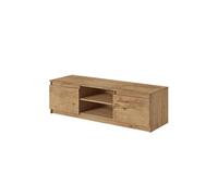 Robin - meuble TV - 2 portes et 2 niches - 120 cm - Noir / Bois et Bois