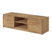 Robin - meuble TV - 120 cm - style industriel - Noir / Bois et Bois