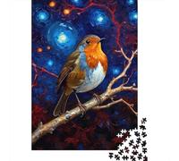 Robin Oiseau Ciel de Nuit Puzzle 1000 Pièces Adultes Animaux Puzzles 1000 Pièce Peinture Art Cadeau 38x26cm/1000pcs