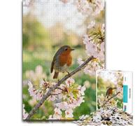 Robin on A Cherry Blossom Branch Puzzle À Motif 1000pcs (38x26cm) Défi | Un format puzzle traditionnel pendant les soirées d’hiver, pour progresser pièce après pièce.