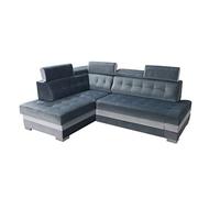 Robin Paris Canapé d'angle avec Fonction lit et tiroir à Linge, appuie-têtes réglables, Coussins Gris foncé, Angle à Gauche, 240 x 165 x 90.